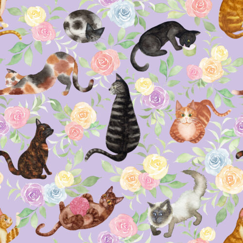 Whiskers and Blooms in Soft Lavender