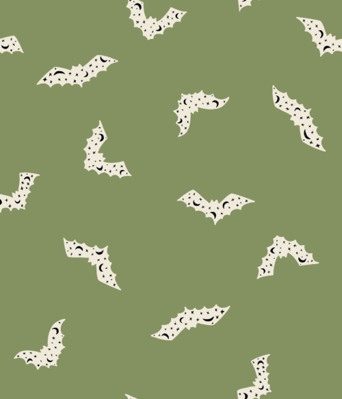 Erin Kendal - Boho Halloween Bats on Green