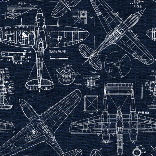 Airplanes White on dark Blue