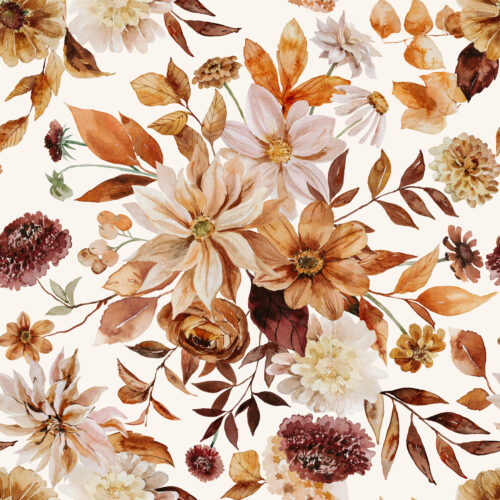 Hip Kid Design - Autumn Spice Watercolor Florals on Bone