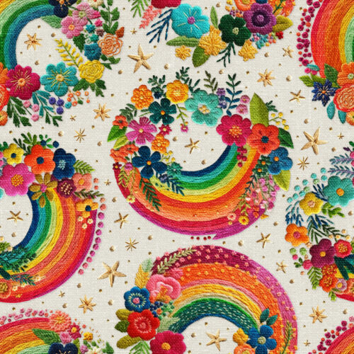 Bright floral rainbow embroidery