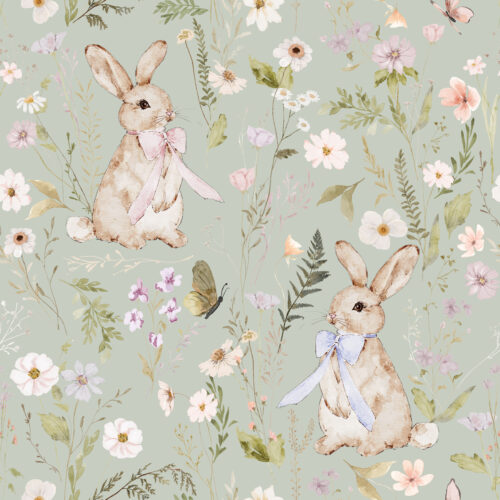 Hip Kid Design - Bunny Bloom on Spring Green