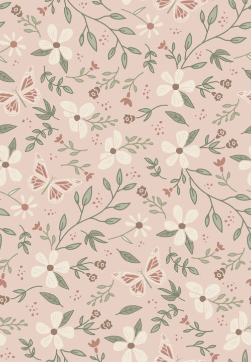 Butterfly Garden Floral Muted mauve