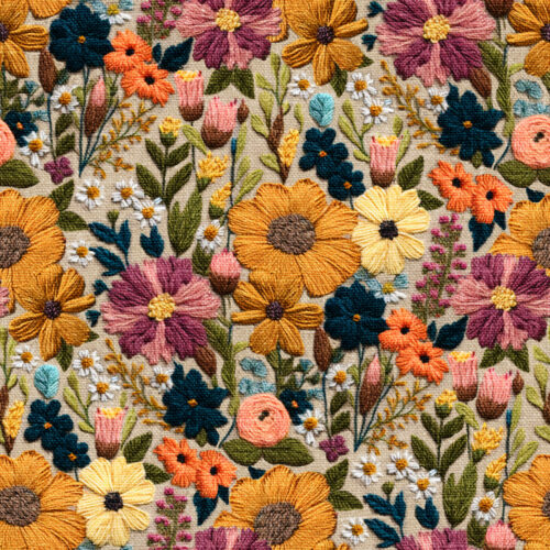 Chloe floral realistic embroidery