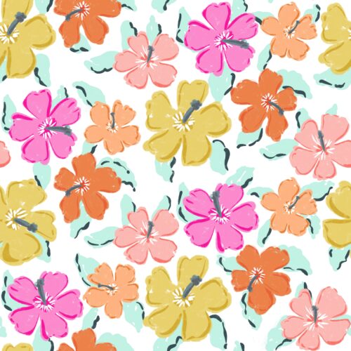 Lindsay Anne - Coastal Blooms   White Aqua And Navy Leaves