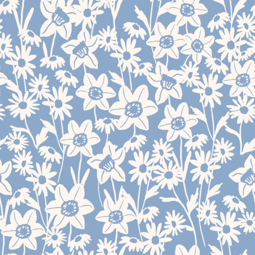 Indy Bloom Designs - Daisy Daffodil Garden In Periwinkle