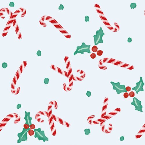 Lindsay Anne - Ditsy Candy Cane Powder Blue Dot