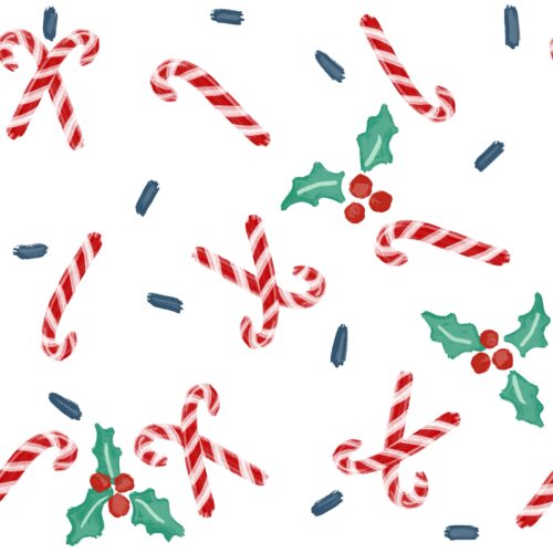 Lindsay Anne - Ditsy Candy Cane White Blue Sprinkle