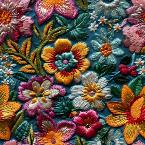 Embroidered flowers