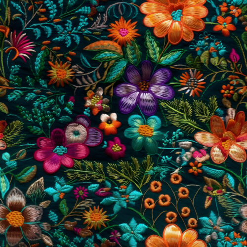 Embroidered flowers