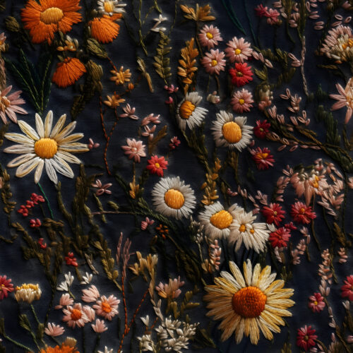 Embroidered wildflowers