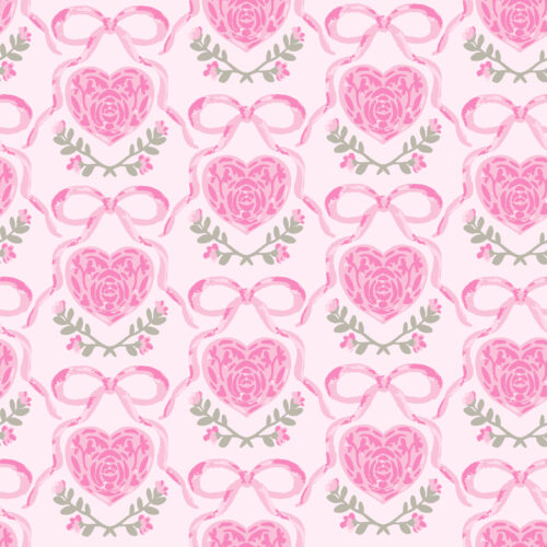 Vivie & Ash - Engraved Hearts And Bows Light Pink