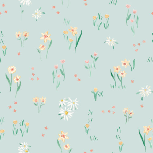 Farm florals light blue