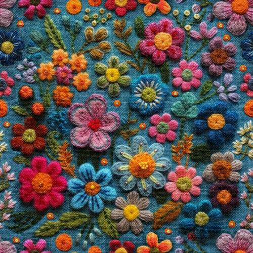 Felt flower embroidery