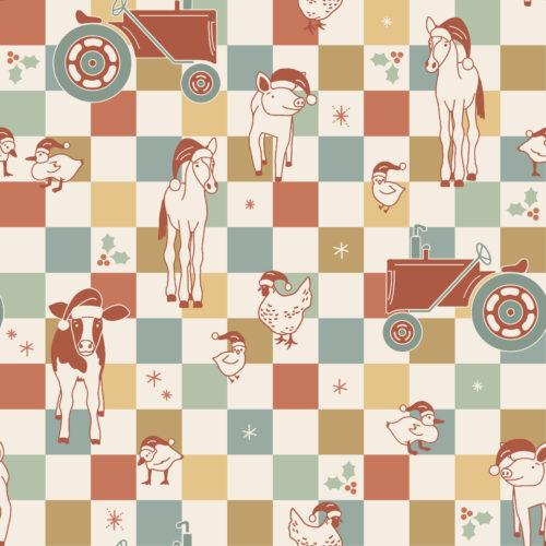 Festive Farm Checker Dusty Modern