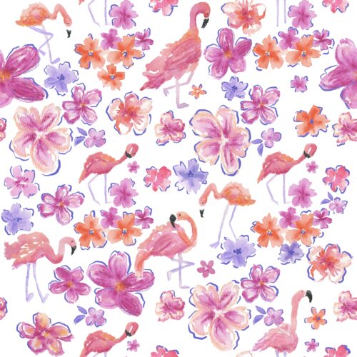Lindsay Anne - Flamingo Blooms White