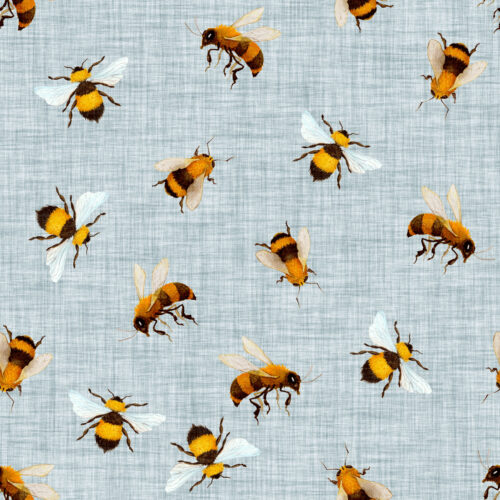 Hip Kid Design - Honey Bees on Geyser Blue Linen