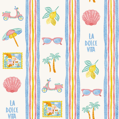 Vivie & Ash - La Dolce Vita Vertical Stripe Blue