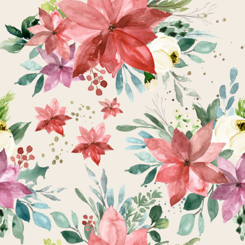 Hip Kid Design - Merry Watercolor Florals on White Rock