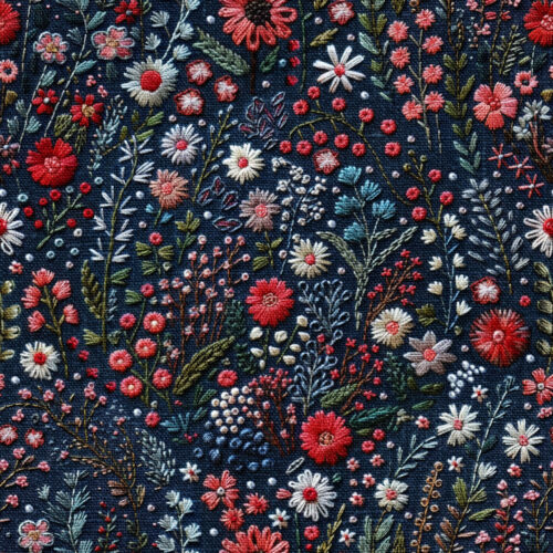 Mountain meadow floral embroidery