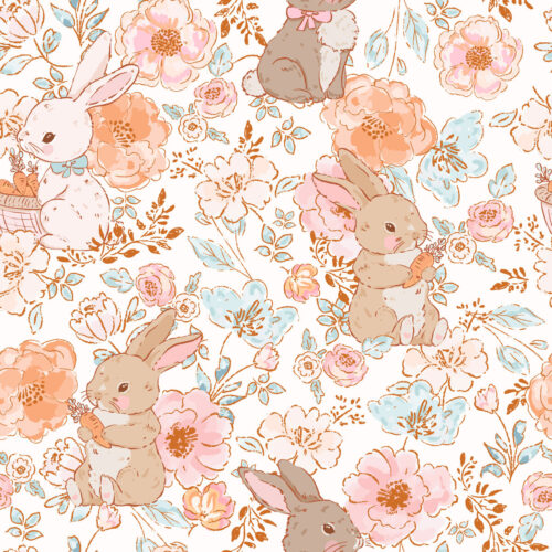 MuseBloom 8×8 Watercolor Boho BlushFlowers Bunnies (2)