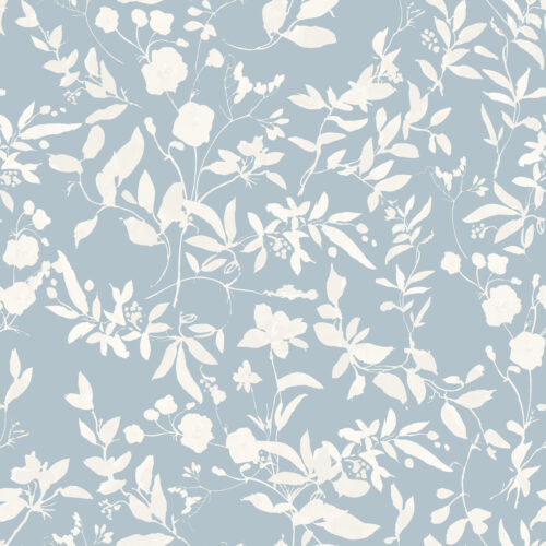 Off-White Floral Vines on Dusty Blue