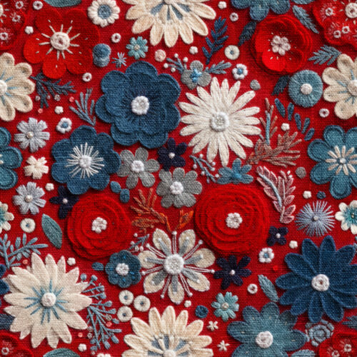 Patriotic felt floral embroidery