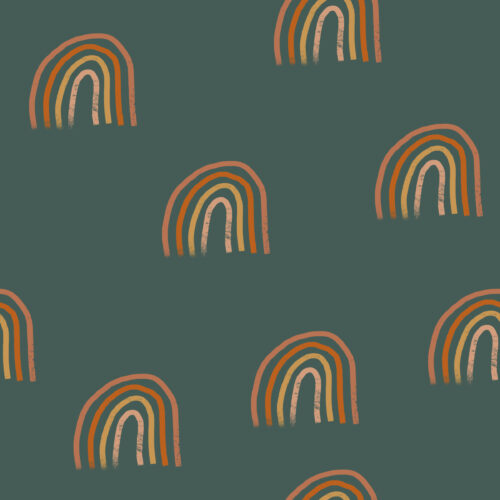 Hip Kid Design - Peachy Rainbows on Seafoam Blue