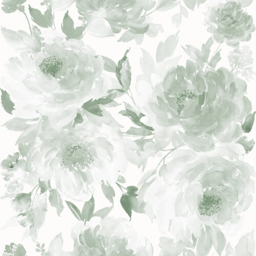 Peony Silhouette in Hint Of Green
