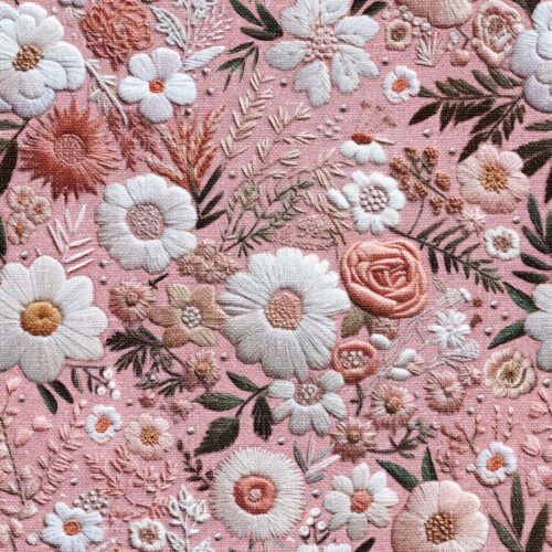 Pink floral embroidery