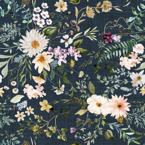 Hip Kid Design - Rustic Wildflowers on Navy