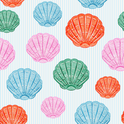 Vivie & Ash - Scallop Shells Blue Seersucker