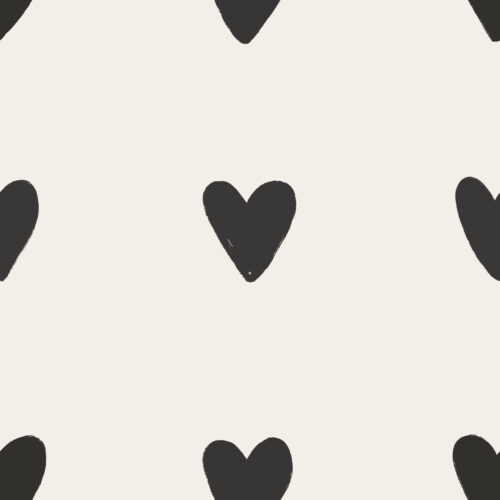 Hip Kid Design - Sketch Hearts in Charcoal on Off White