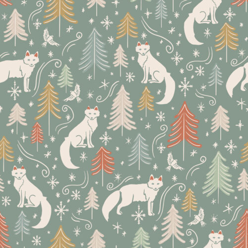 Snow Foxes Dusty Denim