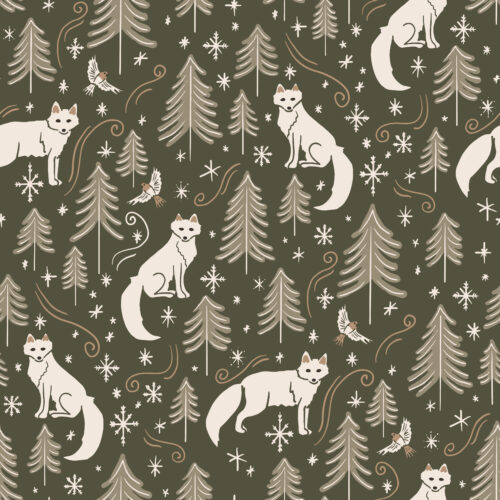 Snow Foxes Moss Green