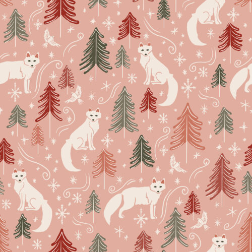 Snow Foxes Peachy Pink