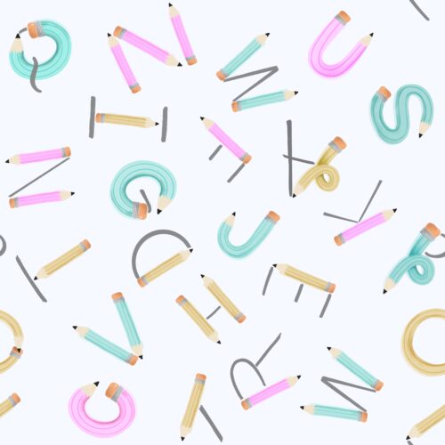 Staying Sharp Alphabet Light Gray Pink
