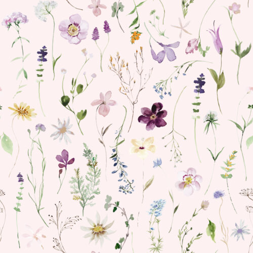 Hip Kid Design - Summer Wildflowers Floral on Blush
