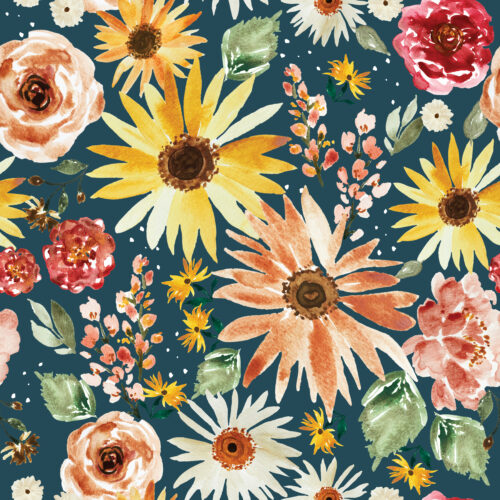 Indy Bloom Designs - Sunflower Parade Navy 01 Copy