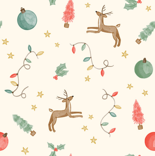 TMM Reindeer Christmas Lights bright on cream rev