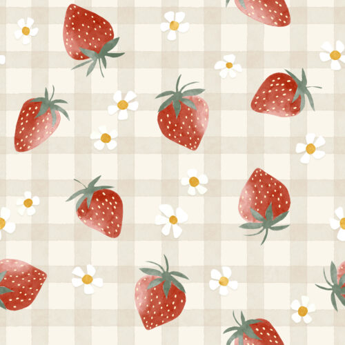 TMM strawberry gingham beige and cream