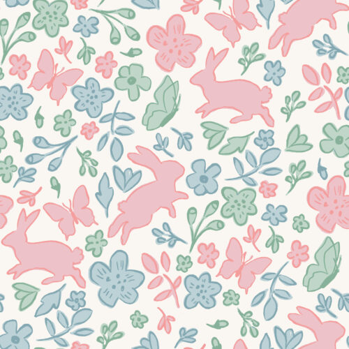 Vivie & Ash - Tossed Bunny Floral Blue Green Pink
