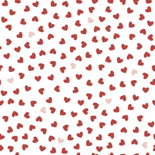 Hip Kid Design - Tossed Hearts in Red Blossom and Blush