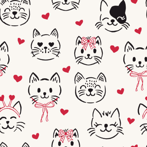 Vivie & Ash - Valentine Kitties Black White And Red