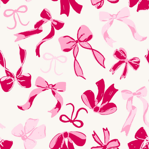 Vivie & Ash - Valentine Tossed Pink And Red Bows White 01