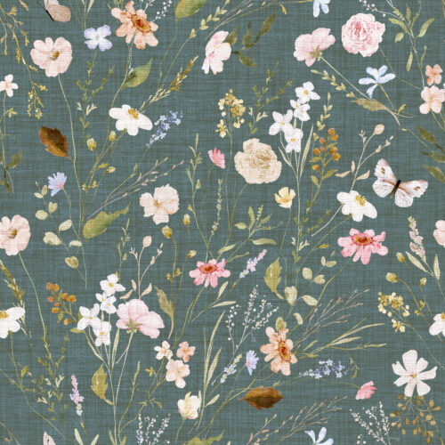 Hip Kid Design - Vintage Floral Fields and Weeds on Juniper Teal