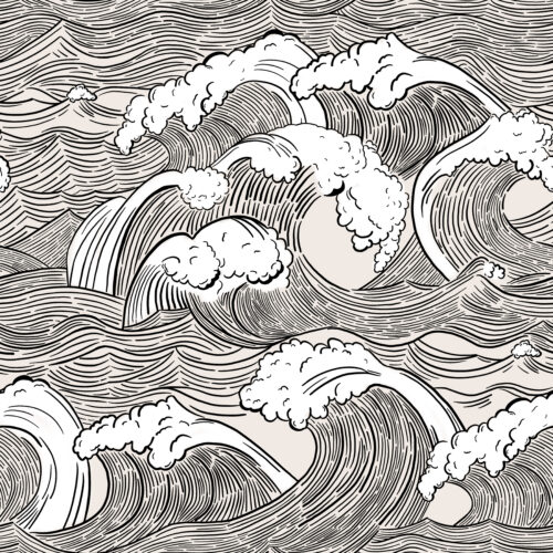 Hip Kid Design - Vintage Ocean Waves on Bone