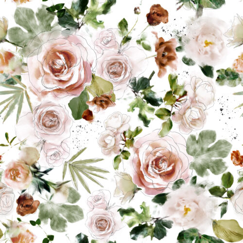 Hip Kid Design - Vintage Terracotta Blush Watercolor Floral