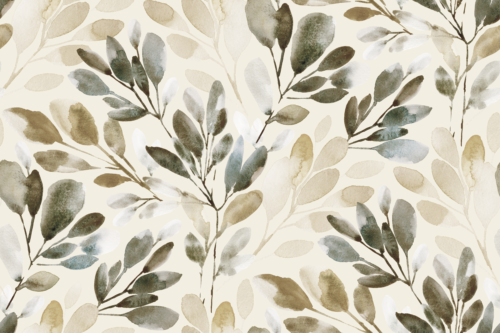 Sara Swanson - Watercolor Sprigs Neutral Brown Gold Cream Bkg Jumbo