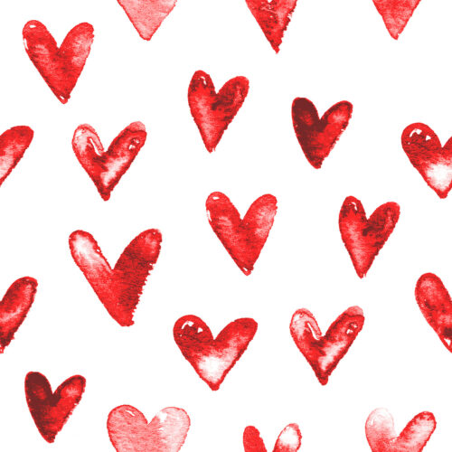 Hip Kid Design - Watercolor Hearts in Red and White